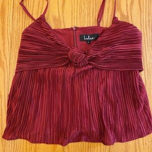 Lulu's Red Sleeveless Tank with Pleated Tie Front
